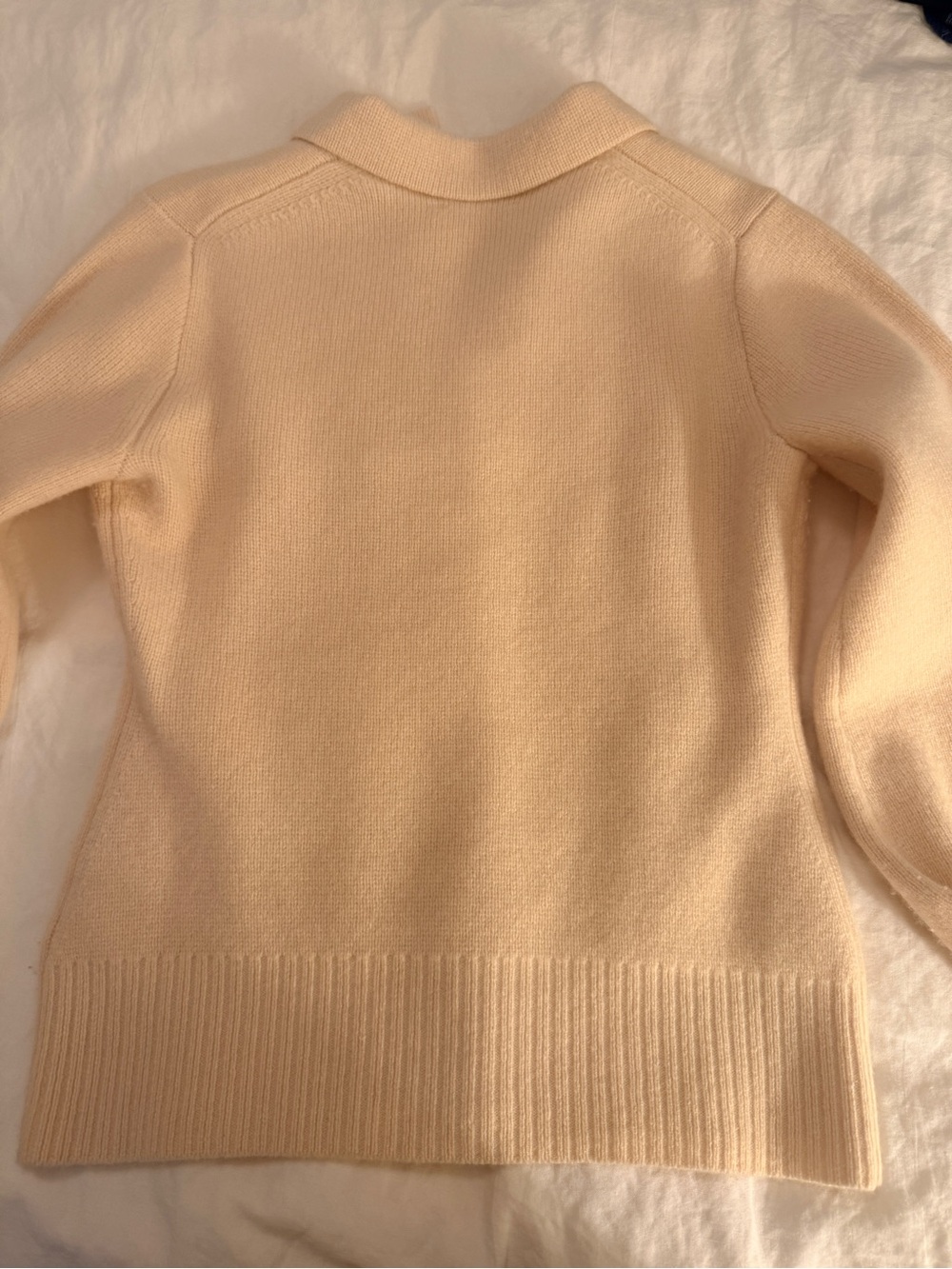 J. Crew Cream Polo-Style Milano-Stitch Cardigan - Picture 3 of 4